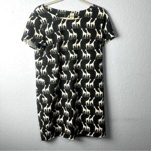 Anthropologie Seen Worn Kept Black White Giraffe Mini Dress Large